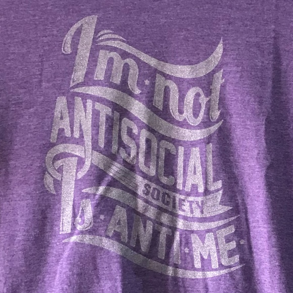 NWOT I'm Not Antisocial New Purple Mens Sm T-Shirt Gildan Graphic Tee Crew Neck - Picture 1 of 2